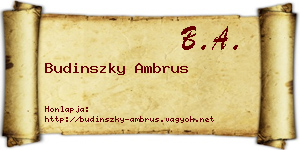 Budinszky Ambrus névjegykártya